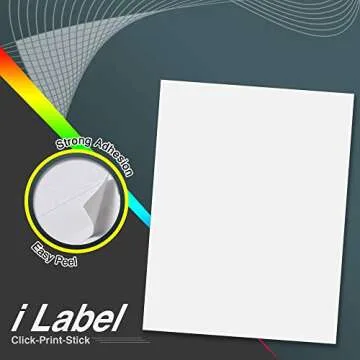 8.5" x 11" Full Sheet Label Sticker Paper for Laser & Inkjet Printers[50 Sheets,50 Labels]