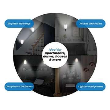 Westek LED Battery Operated 2 Pack - 4 Hour Auto Shut-Off Wireless Wall Sconce, 100 Lumens - Easy Install Battery Powered Sconce Light - Plastic with Matte Black Finish