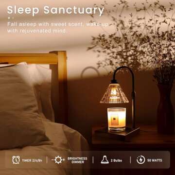 MAKYTWOW Candle Warmer Lamp with Dimmer, 2H/4H/8H Timer, Compatible with Yankee Candle Large Jar Candle, Home Decor Gift for her, Birthday Gift for mom, Home Scented Jar Candles Heater,Black