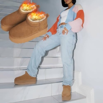 WICDIC Women's Platform Mini Boot - Cozy Winter Ankle Boot