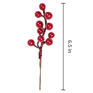 LLZLL 32 Pack Christmas Red Berry Stems for Holiday Decor