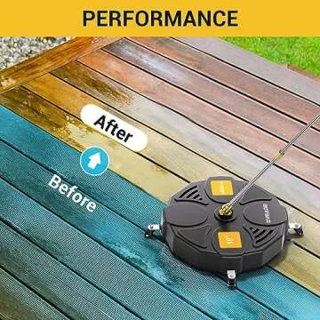 EVEAGE 18" Pressure Washer Surface Cleaner Attachment with Wheels, 4000 PSI Power Washer Accessory with 1/4" Quick-Connect, 2 Extension Wand for Driveways Sidewalks Patios Cleaning, BK18