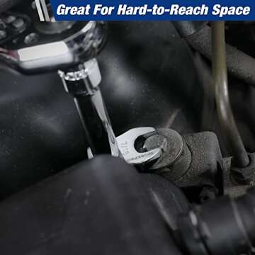 WORKPRO 3/8" Drive Crowfoot Wrench Set, 10-Piece SAE Crowfoot Wrench with Clip-on Organizer, 3/8”-1”, Great for Automotive Repair Work Hard-To-Reach Areas