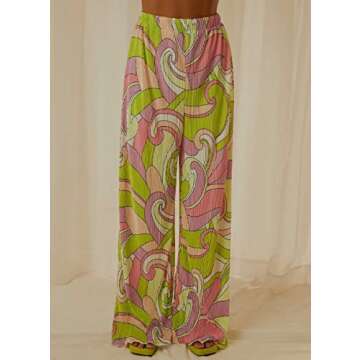 NUFIWI Women Y2K 2 Piece Pants Set Oversized Floral Printed Button Down Shirt High Waist Pants Outfits Summer Streetwear (A Floral Green, Small)