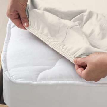 Purity Home 144TC Organic 100% Cotton Percale Sheet Set, with Elasticized Deep Pockets, Eco-Friendly & Breathable, 4 Piece Cooling Bed Sheet Set, Bedding Sheets