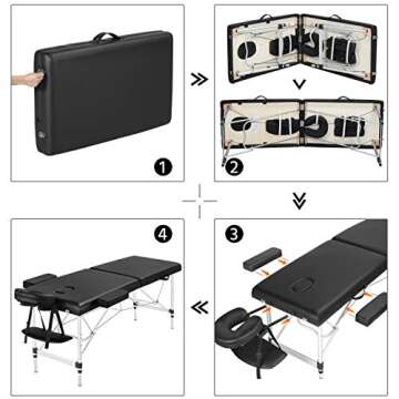 Yaheetech Adjustable Portable Massage Table for Salon Spa Home