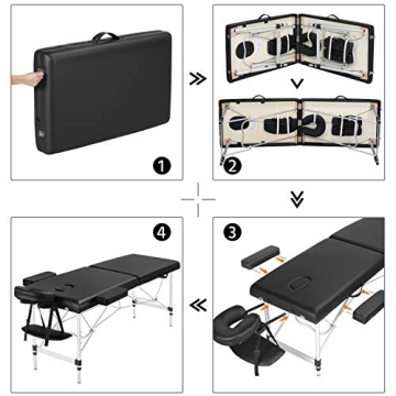 Yaheetech Adjustable Portable Massage Table for Salon Spa Home