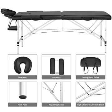 Yaheetech Adjustable Portable Massage Table for Salon Spa Home