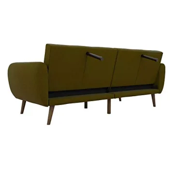Novogratz Brittany Sofa Futon in Green Linen Upholstery