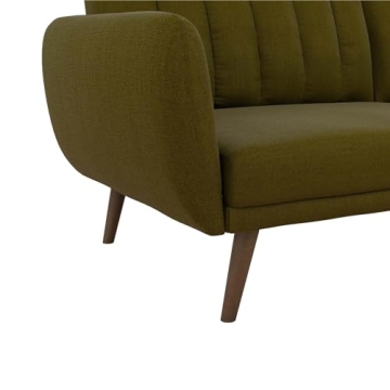 Novogratz Brittany Sofa Futon in Green Linen Upholstery