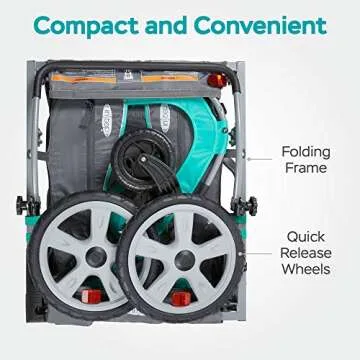 Instep Quick-N-EZ Double Tow Behind Bike Trailer, Converts to Stroller/Jogger, Teal