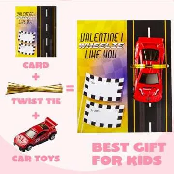 JOYIN 35 Valentines Die-Cast Racing Cars and Cards