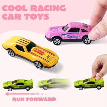 JOYIN 35 Valentines Day Die-Cast Racing Cars Gift Cards for Kids with Valentine’s School Classroom Exchange Greeting Cards, Vehicle Party Favor Toy Supplies