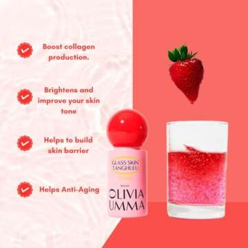 OLIVIAUMMA - Glass Skin Tanghulu Strawberry and Tangerine Korean Serum, Anti-Aging, Hydratation, Vitamin A, B, C, E with Niacinamide - 40 ml, 1.35fl/oz