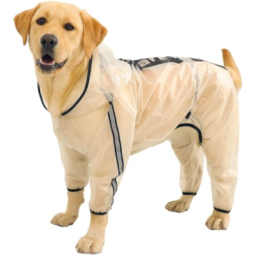 Olsa Dog Raincoat, Waterproof Dog Hooded Slicker with Reflective Stripe