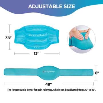 Comfytemp Ice Pack for Lower Back Pain Relief, FSA HSA Eligible, Reusable Gel Back Ice Pack Wrap for Sciatica Injuries with Hot Cold Compression, Back Brace for Lumbar, Waist, Sciatic Nerve, Coccyx