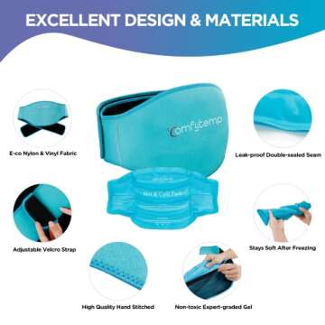 Comfytemp Ice Pack for Lower Back Pain Relief, FSA HSA Eligible, Reusable Gel Back Ice Pack Wrap for Sciatica Injuries with Hot Cold Compression, Back Brace for Lumbar, Waist, Sciatic Nerve, Coccyx