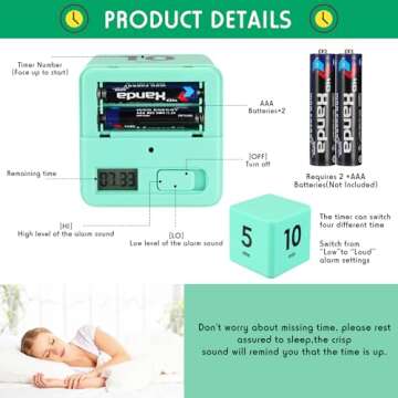 Weewooday 4 Pieces Cube Timer Gravity Sensor Flip Digital Workout Timer Cube for Management Duration Home Kitchen Study, 1 3 5 10 Minutes and 15 20 30 60 Minutes (White, Red, Pink, Green)