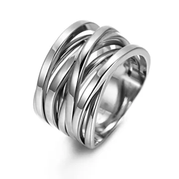 CIUNOFOR 13.7MM Cross Ring Enhancers for Women Statement Engagement Ring