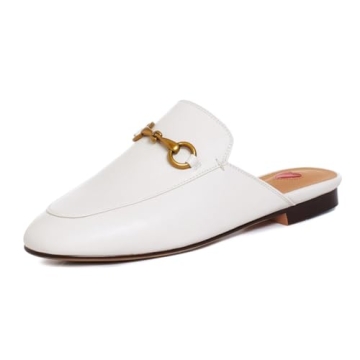 Vertundy Women's Mules Loafers Low Heel Flats Leather Slip On Backless Sandals for Girls Lady Work S...