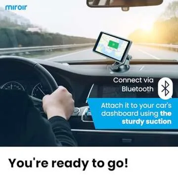 Miroir Drivvplay - Portable Wireless Carplay and Android Auto Display, 5'' Touch Screen, Works with Your Car Stereo, Car Radio, Wireless AirPlay, Mirror Link, Bluetooth 5.0, FM/AUX/MIC/USB