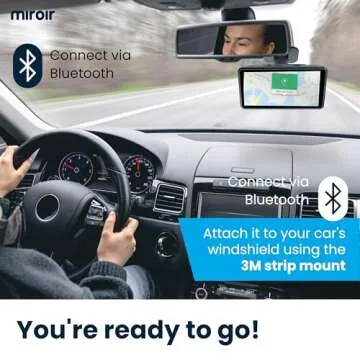 Miroir Drivvplay - Portable Wireless Carplay and Android Auto Display, 5'' Touch Screen, Works with Your Car Stereo, Car Radio, Wireless AirPlay, Mirror Link, Bluetooth 5.0, FM/AUX/MIC/USB