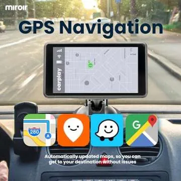 Miroir Drivvplay - Portable Wireless Carplay and Android Auto Display, 5'' Touch Screen, Works with Your Car Stereo, Car Radio, Wireless AirPlay, Mirror Link, Bluetooth 5.0, FM/AUX/MIC/USB