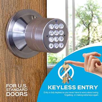TurboLock Keyless Electronic Keypad Entry Door Lock Smart Knob Kit with Automatic Locking, Battery B...