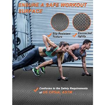 innhom Gym Flooring Mats Exercise Mat for Floor Workout Foam Tiles Home Equipment Garage, 6 Black and Gray