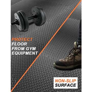 innhom Gym Flooring Mats Exercise Mat for Floor Workout Foam Tiles Home Equipment Garage, 6 Black and Gray
