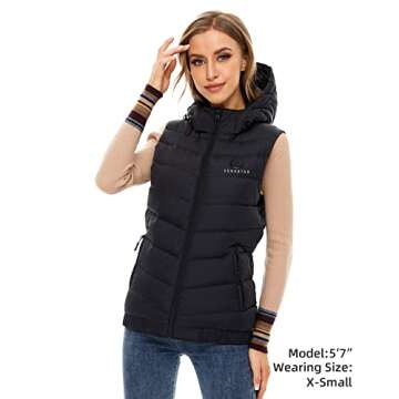 Venustas Women's Heated Vest with 90% Down and Removeable Hood, Lightweight Electric Down Vest with Battery Included