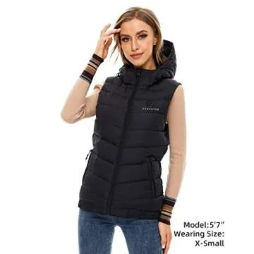 Venustas Women's Heated Vest with 90% Down and Removeable Hood, Lightweight Electric Down Vest with Battery Included