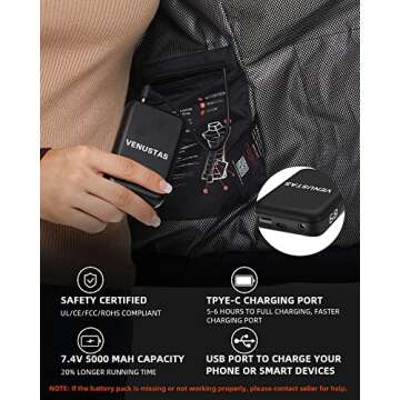 Venustas Women's Heated Vest with 90% Down and Removeable Hood, Lightweight Electric Down Vest with Battery Included