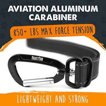 Mighty Paw Dog Seat Belt For Car Headrest - Distraction Free Driving, Heavy-Duty Aviation Grade Aluminum Carabiner, and Tactical Buckle.Adjustable Dog Seatbelt Harness for Small, Medium and Large Pets