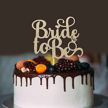 Gold Bridal Shower Cake Topper - Bridal Shower Decorations, Gold Bride to Be Cake Topper,Best Bridal Wedding Supplies
