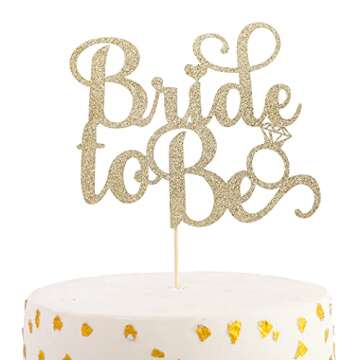 Gold Bridal Shower Cake Topper - Bridal Shower Decorations, Gold Bride to Be Cake Topper,Best Bridal Wedding Supplies