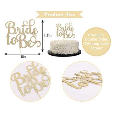 Gold Bridal Shower Cake Topper - Bridal Shower Decorations, Gold Bride to Be Cake Topper,Best Bridal Wedding Supplies