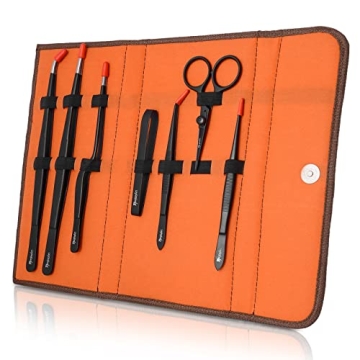 Manjushri Professional Chef Tweezer Tongs Scissors Pin Bone Pliers Cooking Baking Set (Black)