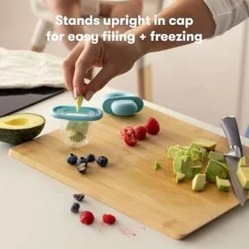 Frida Baby Push Pop Feeder, Baby Fruit Feeder to Safely Introduce New Foods, Valentines Day Gifts for Kids, Fresh + Frozen Food Silicone Feeder for Babies, BPA Free, Dishwasher Safe | 3 Count, Blue