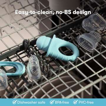 Frida Baby Push Pop Feeder, Baby Fruit Feeder to Safely Introduce New Foods, Valentines Day Gifts for Kids, Fresh + Frozen Food Silicone Feeder for Babies, BPA Free, Dishwasher Safe | 3 Count, Blue