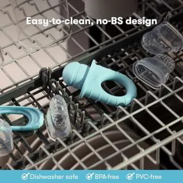 Frida Baby Push Pop Feeder, Baby Fruit Feeder to Safely Introduce New Foods, Valentines Day Gifts for Kids, Fresh + Frozen Food Silicone Feeder for Babies, BPA Free, Dishwasher Safe | 3 Count, Blue