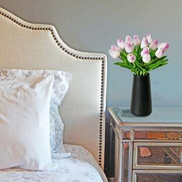 Mandy's 20pcs Light Purple Flowers Artificial Tulip Silk Fake Flowers 13.5" for New Year Spring Mother's Day Easter Valentine’s Day Gifts in Bulk Home Kitchen Wedding Decorations