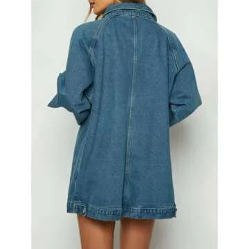 Stylish Oversized Denim Jacket for Women - Zip Up Comfort