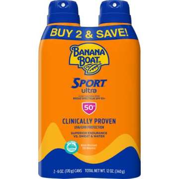 Banana Boat Sport Ultra SPF 50 Sunscreen Spray Twin Pack