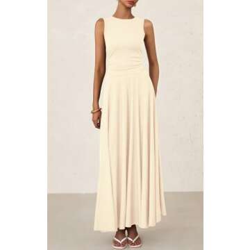 PRETTYGARDEN Womens Spring Dresses 2025 Casual Sleeveless Crewneck Aline Maxi Dress Stretch Tank Flo...