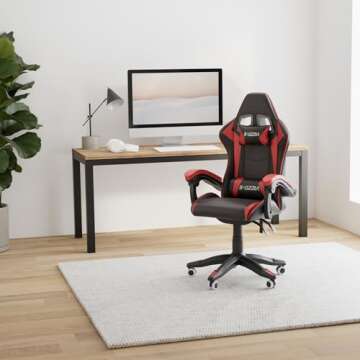 Bigzzia Gaming Chair, Ergonomic Video Game Chairs with Pillow and Lumbar Support, Racing Style Heigh...