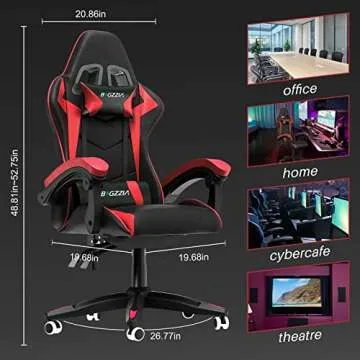 Bigzzia Gaming Chair, Ergonomic Video Game Chairs with Pillow and Lumbar Support, Racing Style Height Adjustable Computer Chair with 360°-Swivel Seat for Adults