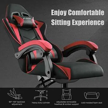 Bigzzia Gaming Chair, Ergonomic Video Game Chairs with Pillow and Lumbar Support, Racing Style Height Adjustable Computer Chair with 360°-Swivel Seat for Adults