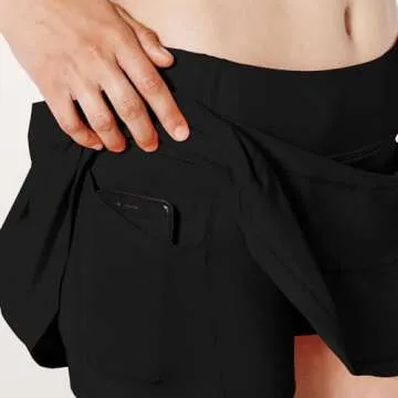 MCEDAR Pleated Tennis Skirts for Women with Pockets Golf Skorts Workout Running Sports Athletic Skirts Casual Black/6