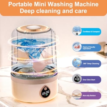 Portable Washing Machine - 1.5L Cordless Mini Washer for Travel and Camping